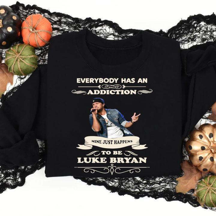 Nice Luke Bryan Everybody Has An Addiction Mine Just Happens To Be t-shirt