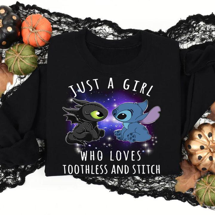 Just a girl who loves Toothless and Stitch t-shirt