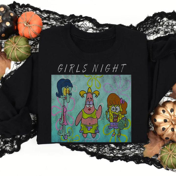 SpongeBob SquarePants Patrick Squidward Girls Night t-shirt