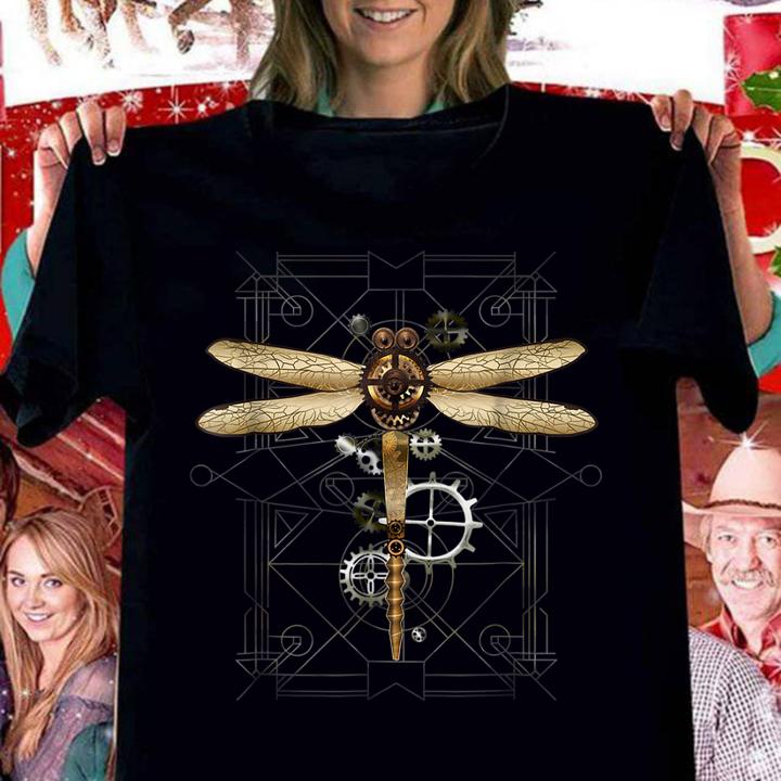 Steampunk Dragonfly Vintage Gears Goth t-shirt