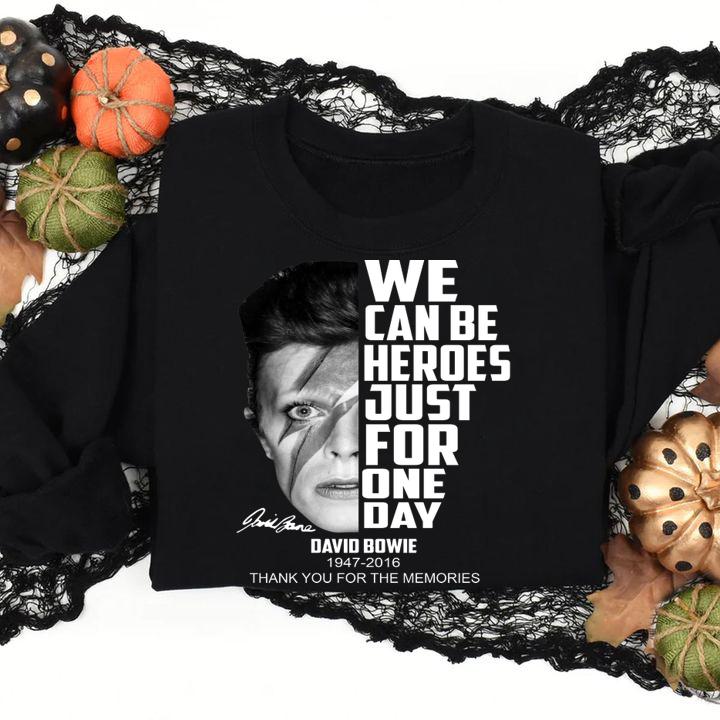 David Bowie 1947-2016 we can be heroes just for one day t-shirt