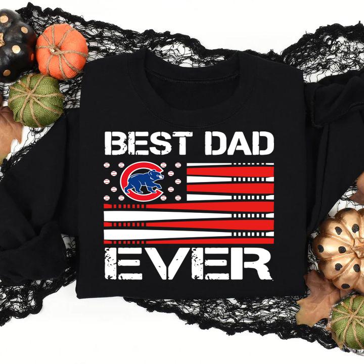 Chicago Cubs Best Dad Ever American Flag Happy Fathers Day t-shirt