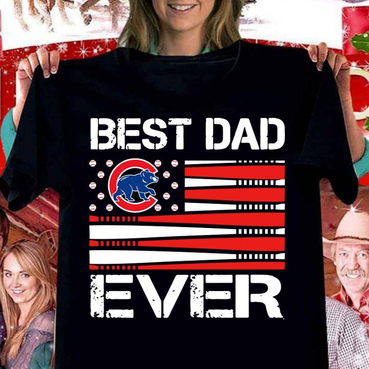 Chicago Cubs Best Dad Ever American Flag Happy Fathers Day t-shirt